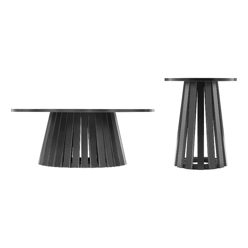 Layla Scandinavian Modern 2-Piece Coffee Table & End Table Set in Black