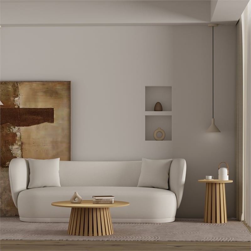 Layla Scandinavian Modern 2-Piece Coffee Table & End Table Set in Light Oak