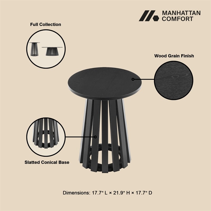 Layla Scandinavian Modern End Table in Black - Set of 2