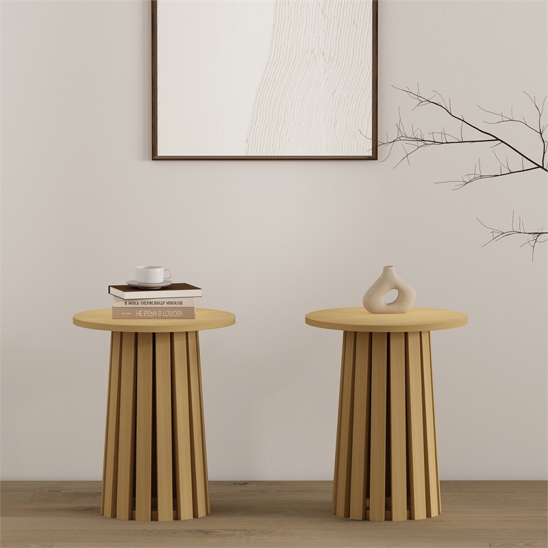 Layla Scandinavian Modern End Table in Light Oak - Set of 2