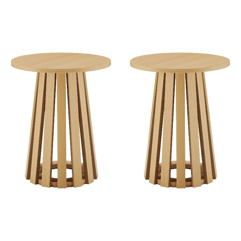 Layla Scandinavian Modern End Table in Light Oak - Set of 2