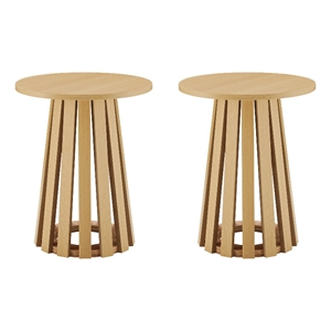Layla Scandinavian Modern End Table in Light Oak - Set of 2