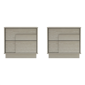 Horizon Modern 22&quot Nightstand in Whitewashed Oak (2-Drawer) - Set of 2