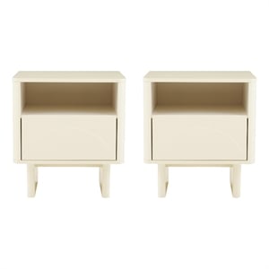 Ella Modern 20&quot Nightstand in Cream (1-Drawer) - Set of 2