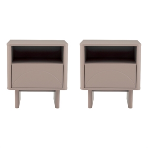Ella Modern 20&quot Nightstand in Mocha (1-Drawer) - Set of 2