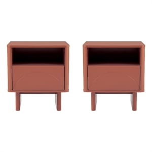 Ella Modern 20&quot Nightstand in Terracotta (1-Drawer) - Set of 2