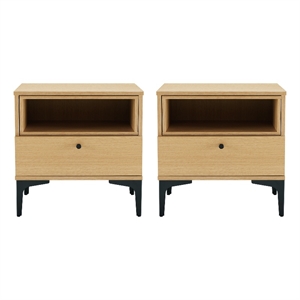 Amara Modern 20&quot Nightstand in Light Oak (1-Drawer) - Set of 2