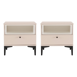 Amara Modern 20&quot Nightstand in Pale Rose and White (1-Drawer) - Set of 2
