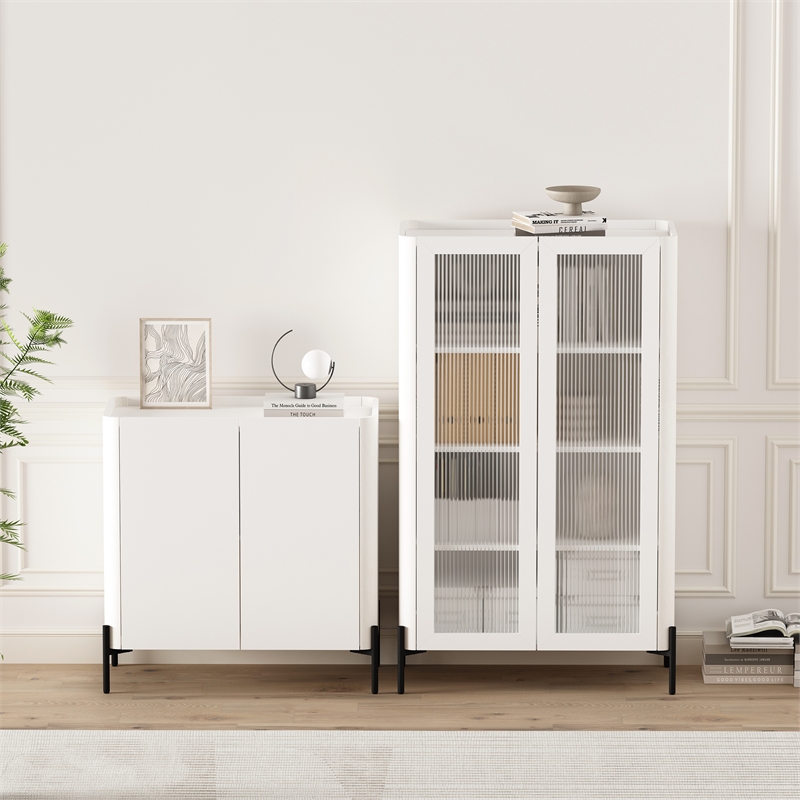 Abbey Modern 2-Piece Accent Storage Cabinets in White
