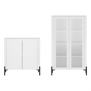 Abbey Modern 2-Piece Accent Storage Cabinets in White