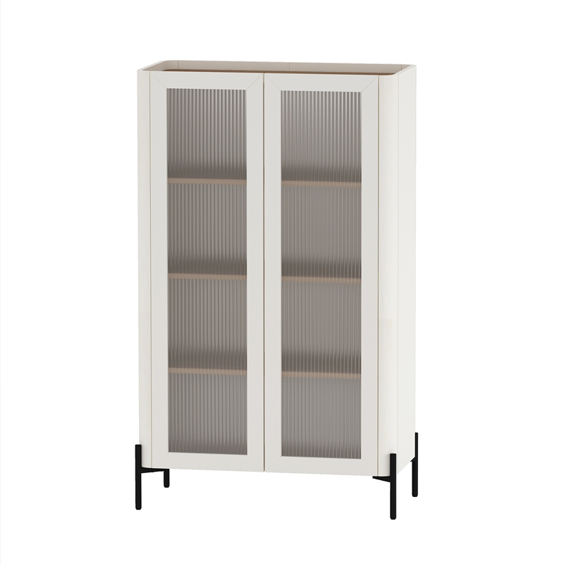 Abbey Modern 2-Piece Accent Storage Cabinets in Maple and Off White