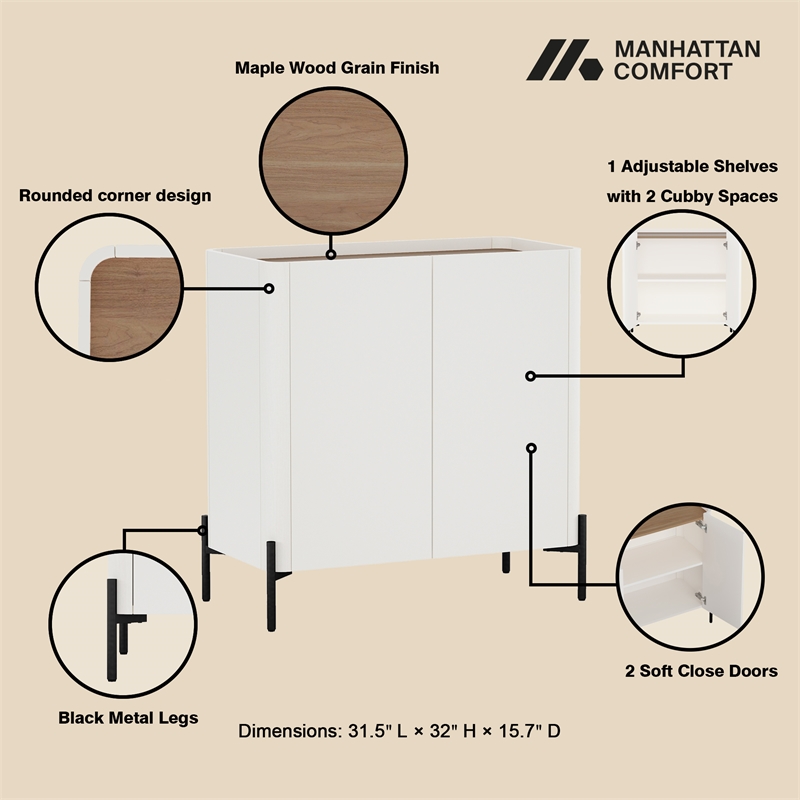 Abbey Modern 2-Piece Buffet and Accent Cabinet in Maple and Off White
