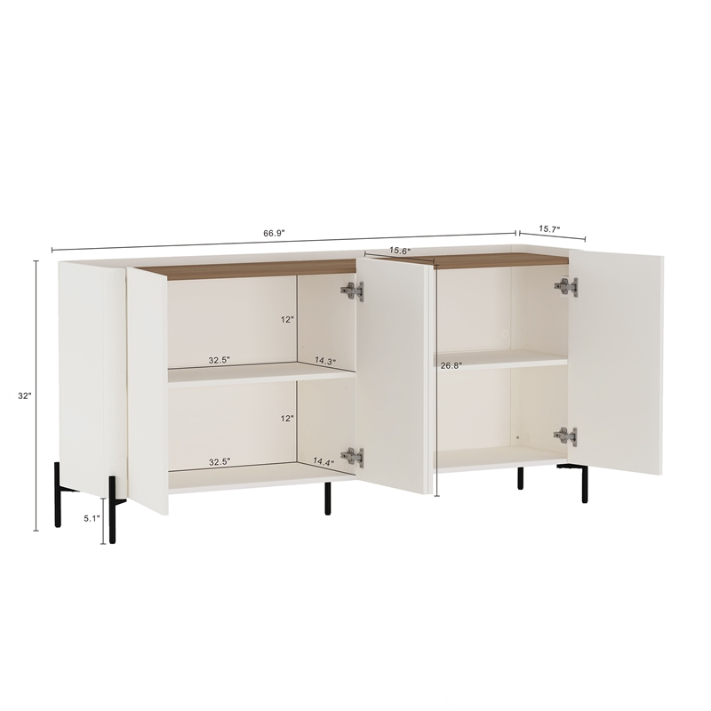 Abbey Modern 2-Piece Buffet and Accent Cabinet in Maple and Off White