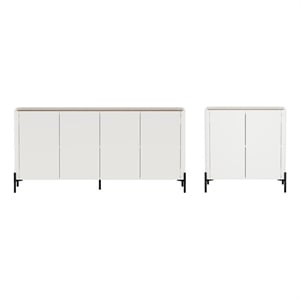 Abbey Modern 2-Piece Buffet and Accent Cabinet in Maple and Off White