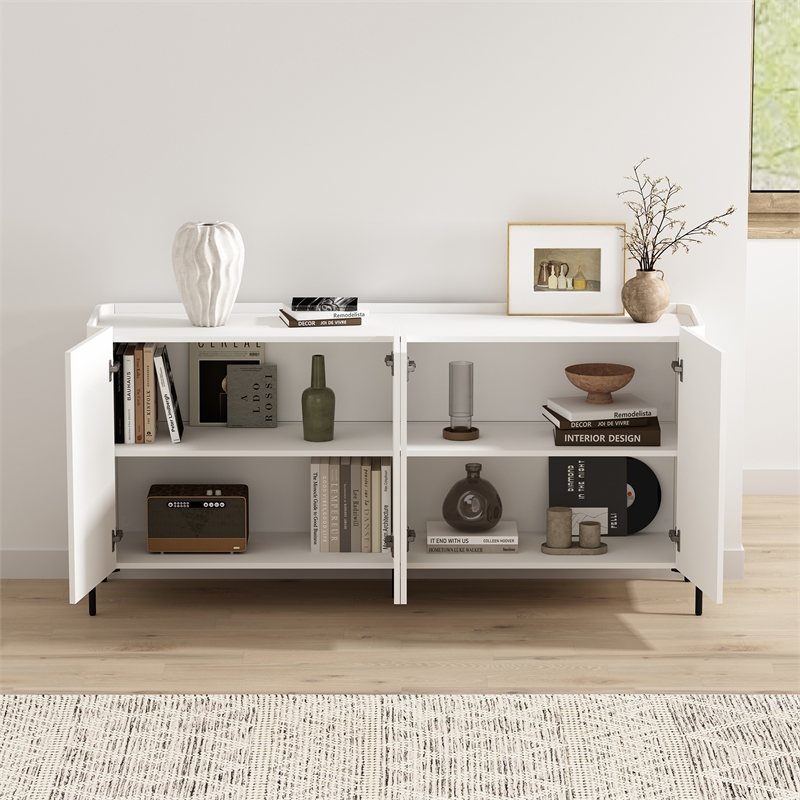 Abbey Modern 2-Piece Buffet and Accent Cabinet in White