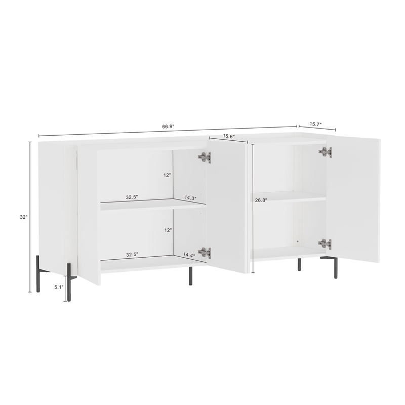 Abbey Modern 2-Piece Buffet and Accent Cabinet in White