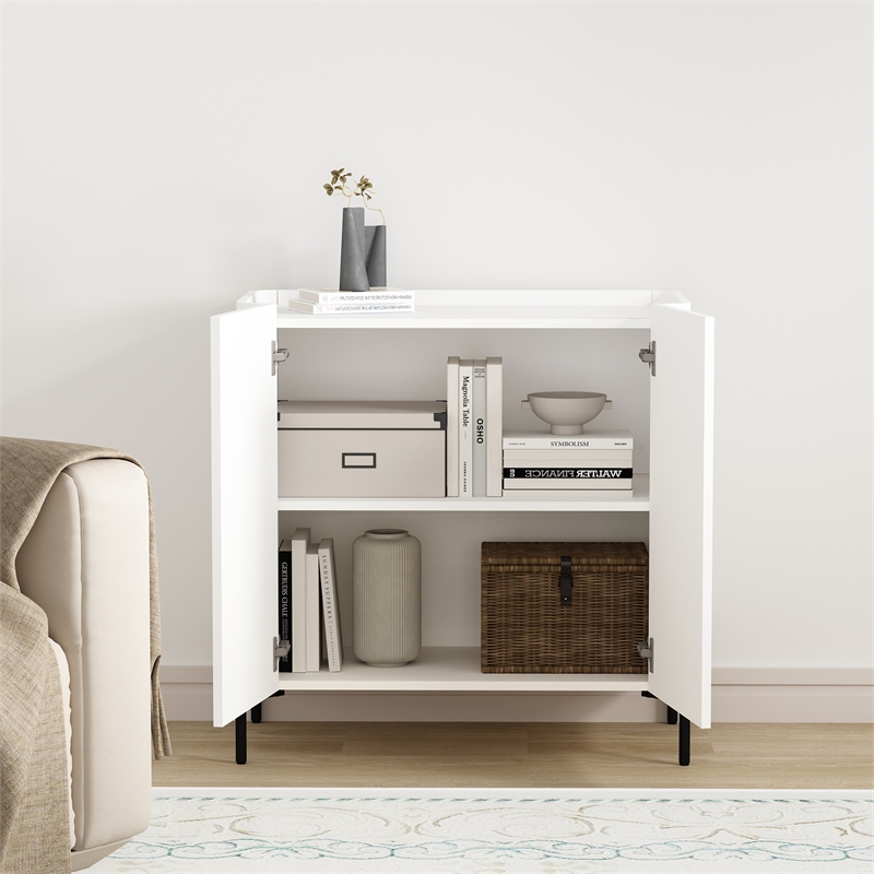 Abbey Modern 2-Piece Buffet and Accent Cabinet in White