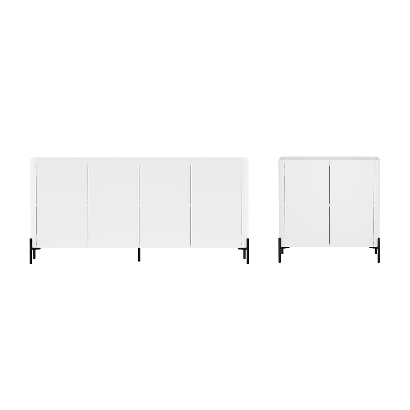 Abbey Modern 2-Piece Buffet and Accent Cabinet in White