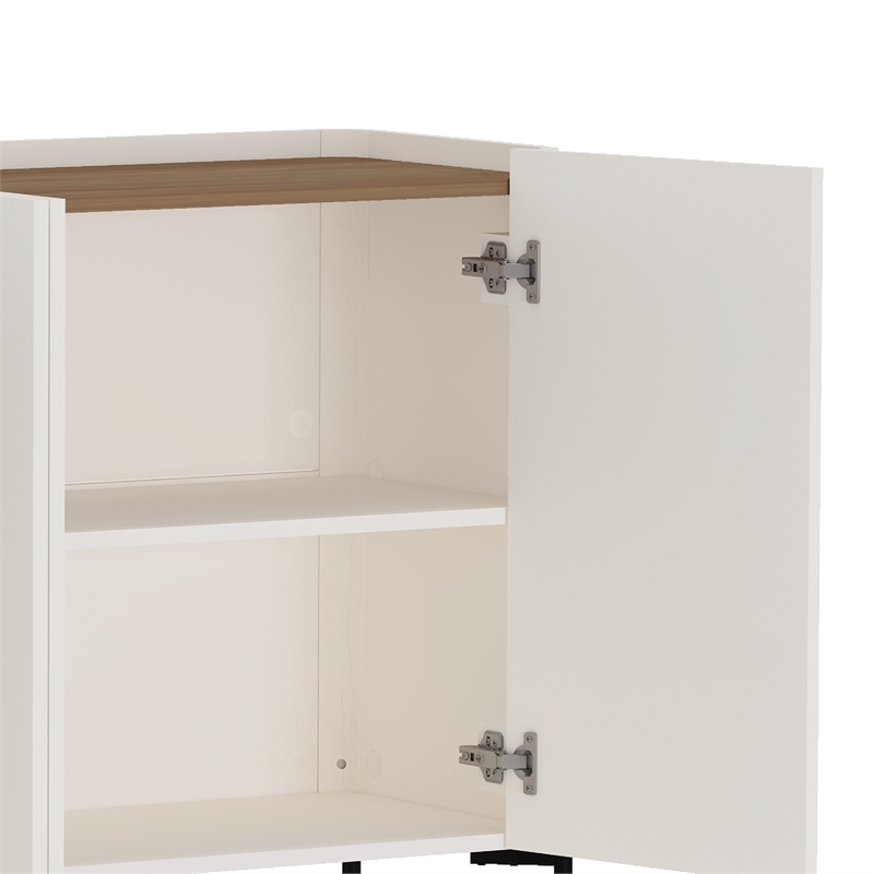 Abbey Modern 2-Piece Buffet and Bookcase in Maple and Off White