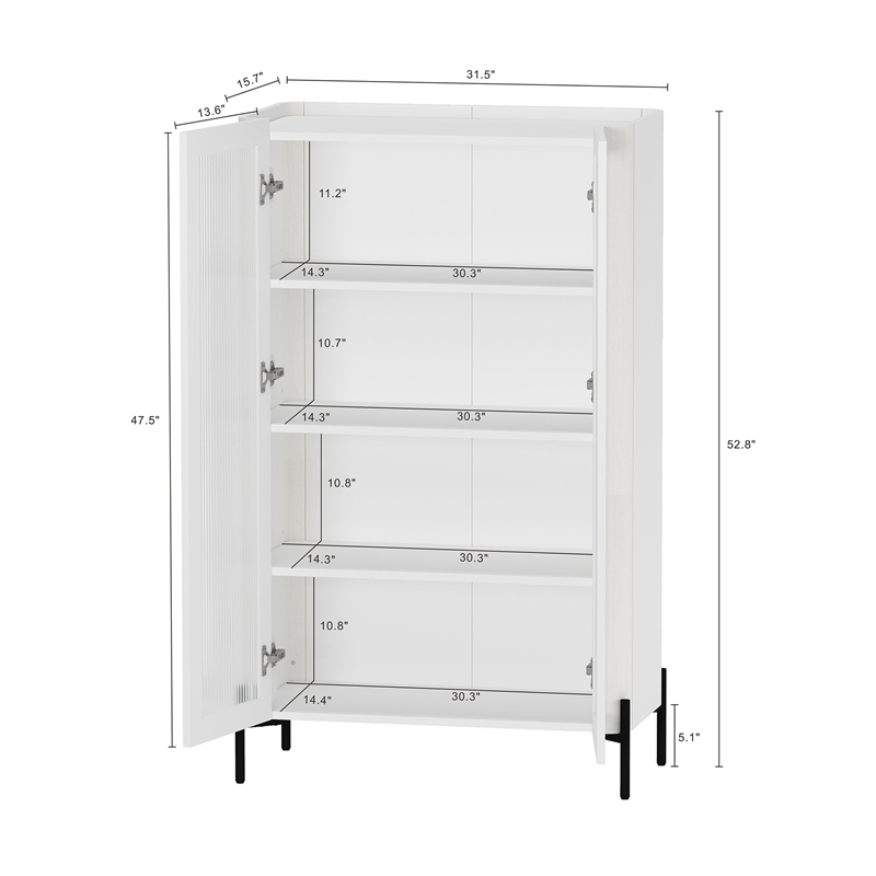 Abbey Modern 2-Piece Buffet and Bookcase in White