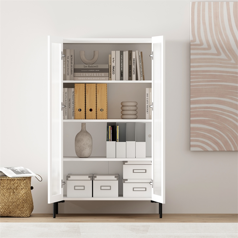 Abbey Modern 2-Piece Buffet and Bookcase in White