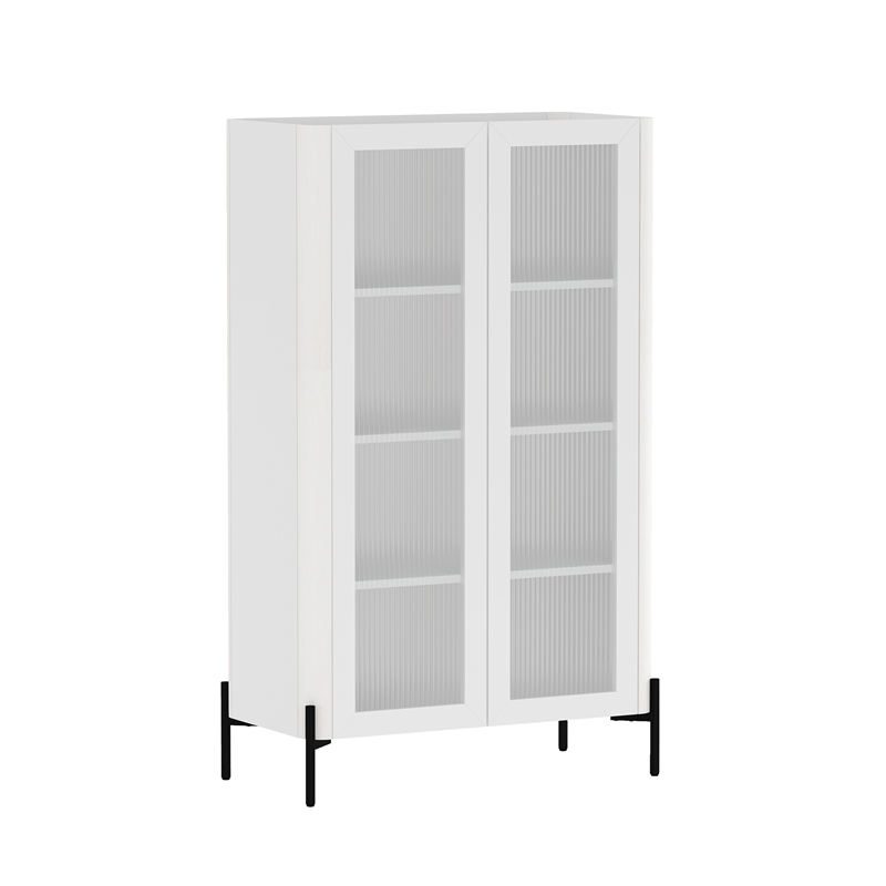 Abbey Modern 2-Piece Buffet and Bookcase in White