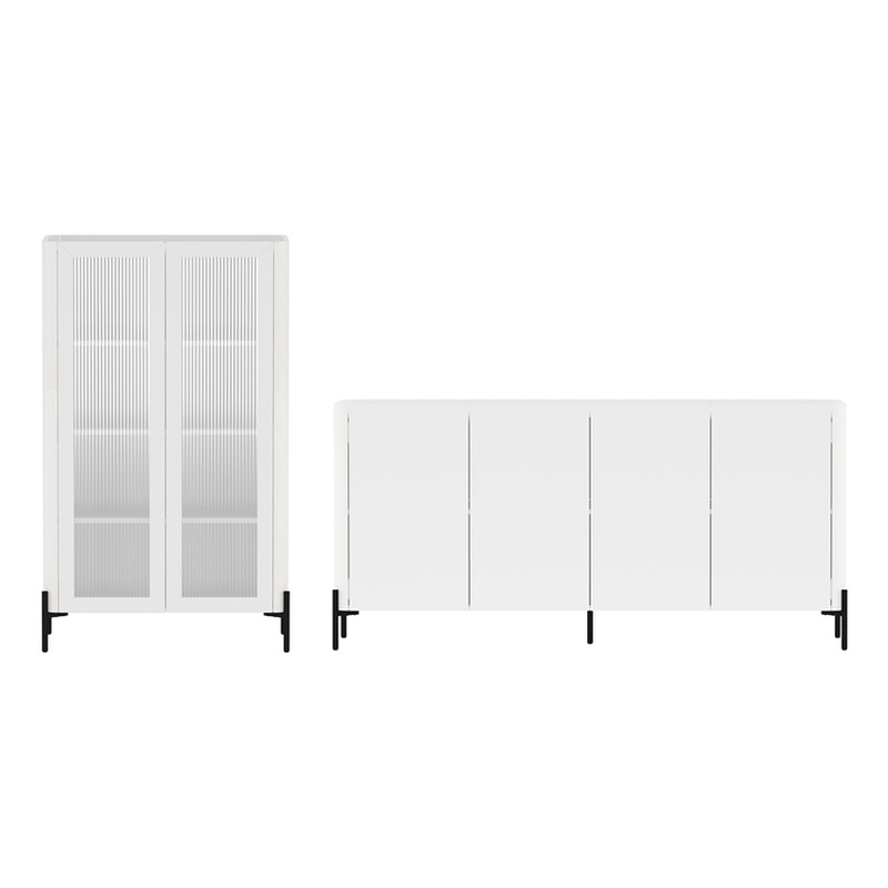 Abbey Modern 2-Piece Buffet and Bookcase in White