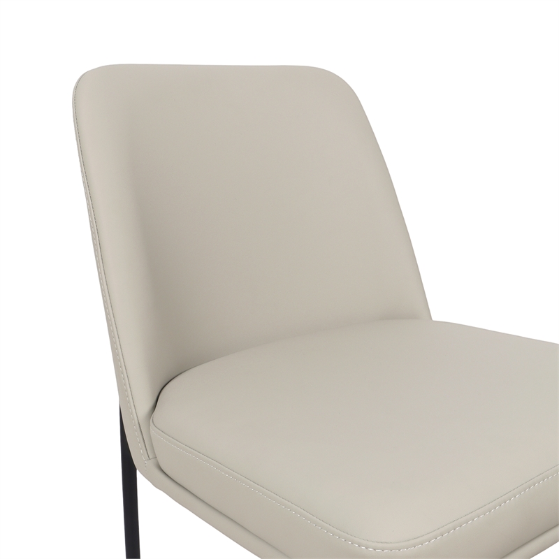 Loft Contemporary Vegan Leather Metal Side Chair in Stone Gray - Set of 2