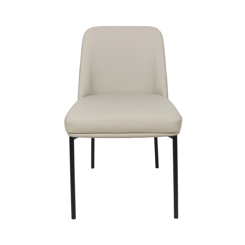 Loft Contemporary Vegan Leather Metal Side Chair in Stone Gray - Set of 2