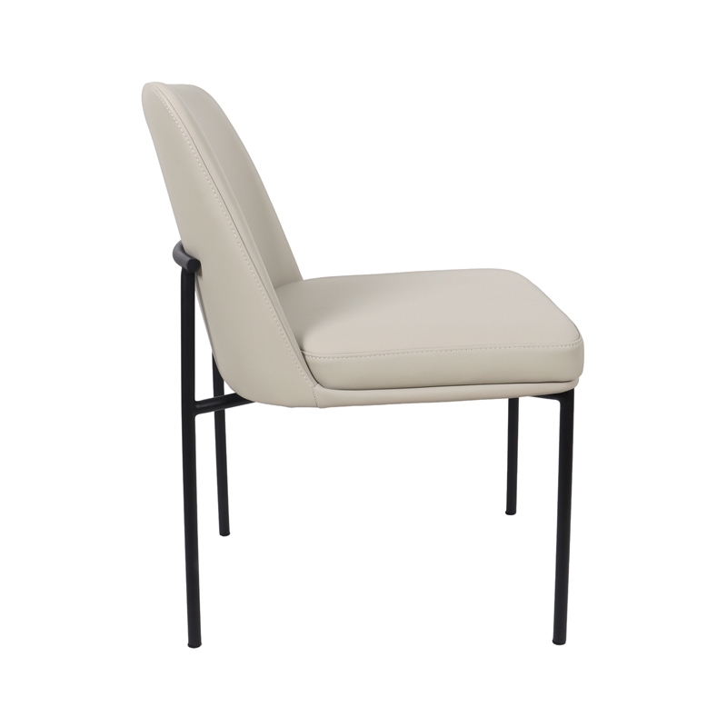 Loft Contemporary Vegan Leather Metal Side Chair in Stone Gray - Set of 2