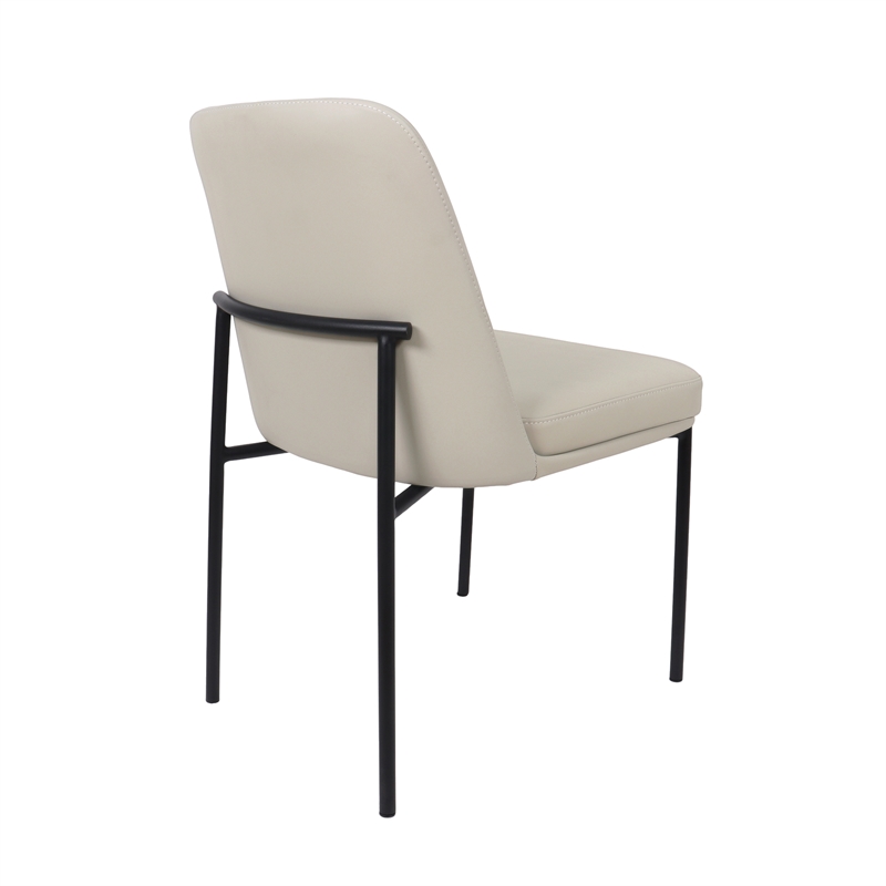 Loft Contemporary Vegan Leather Metal Side Chair in Stone Gray - Set of 2