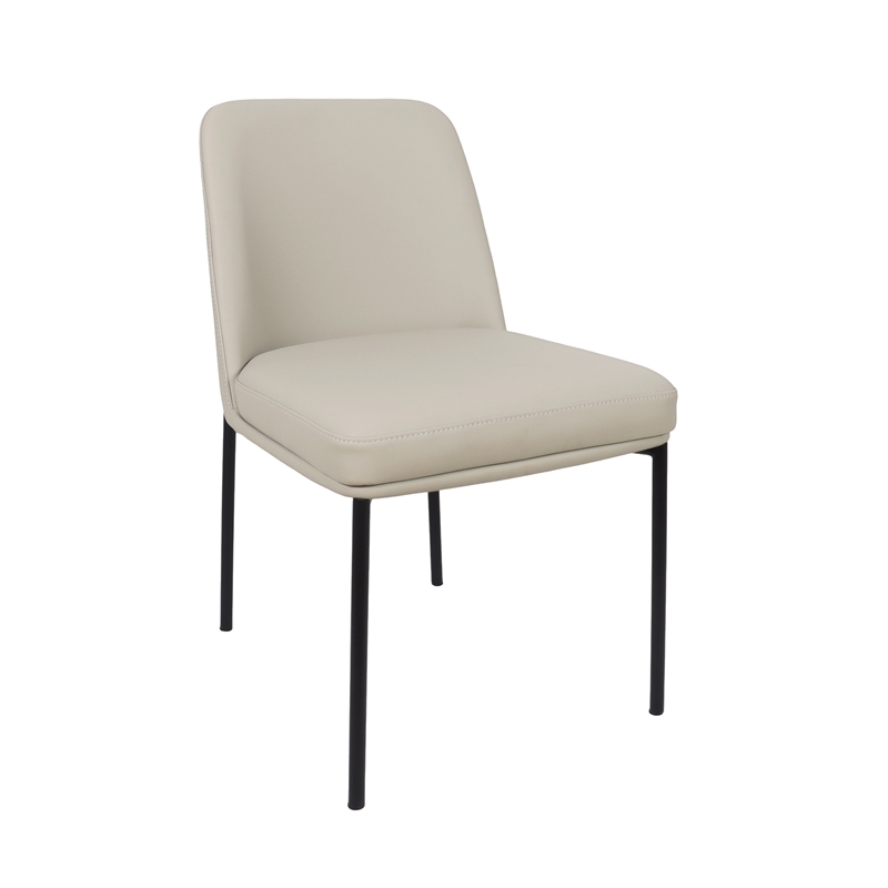 Loft Contemporary Vegan Leather Metal Side Chair in Stone Gray - Set of 2