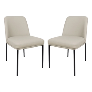 Loft Contemporary Vegan Leather Metal Side Chair in Stone Gray - Set of 2