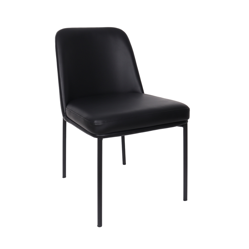 Loft Contemporary Vegan Leather Metal Side Chair in Black - Set of 2