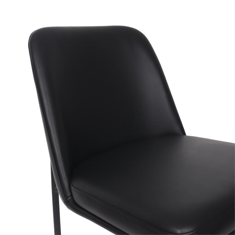 Loft Contemporary Vegan Leather Metal Side Chair in Black - Set of 2
