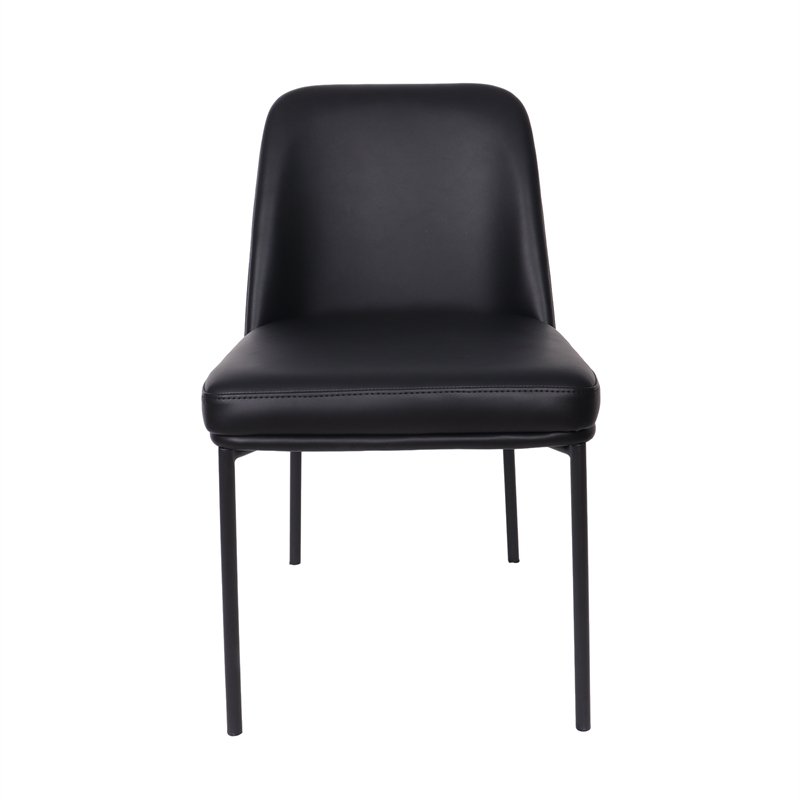 Loft Contemporary Vegan Leather Metal Side Chair in Black - Set of 2