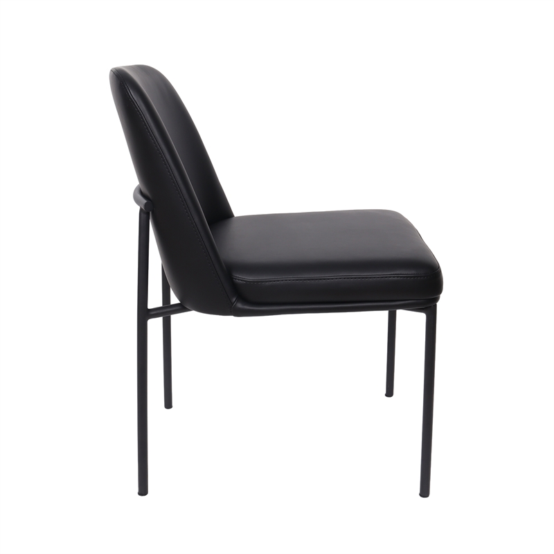 Loft Contemporary Vegan Leather Metal Side Chair in Black - Set of 2