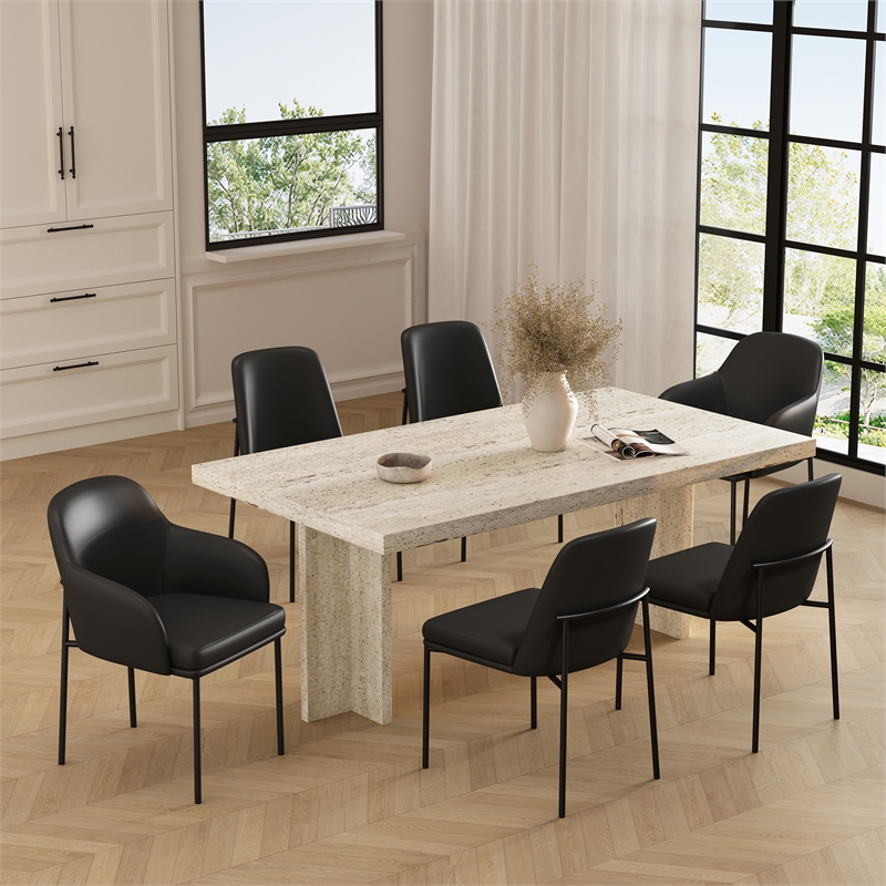 Loft Contemporary Vegan Leather Metal Side Chair in Black - Set of 2