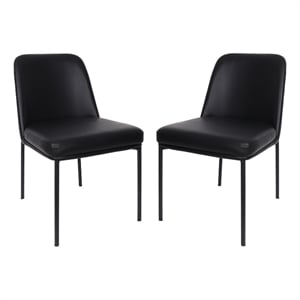 Loft Contemporary Vegan Leather Metal Side Chair in Black - Set of 2