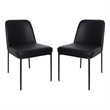 Loft Contemporary Vegan Leather Metal Side Chair in Black - Set of 2