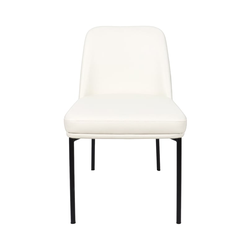 Loft Contemporary Vegan Leather Metal Side Chair in Ivory - Set of 2