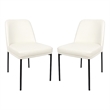 Loft Contemporary Vegan Leather Metal Side Chair in Ivory - Set of 2