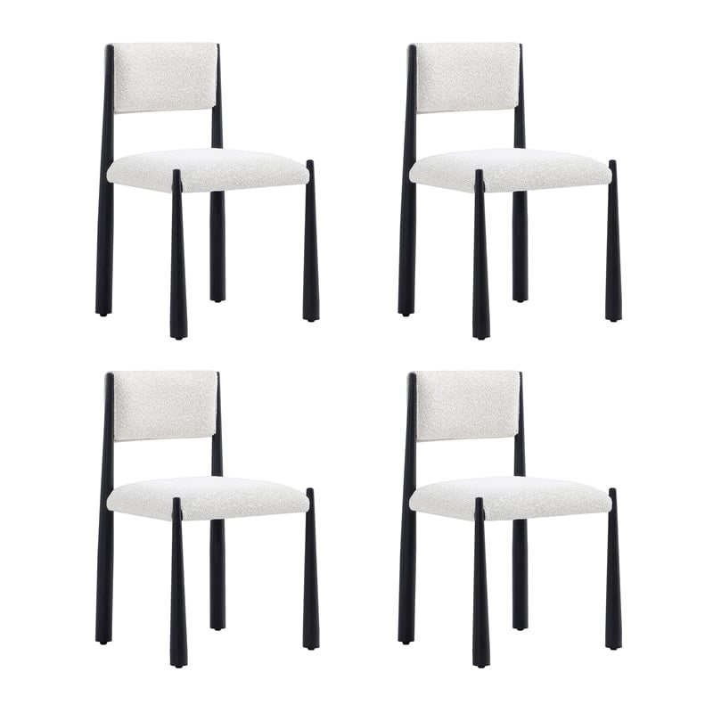 Lennor Mid-Century Modern Boucle Metal Side Chair in Cream - Set of 2