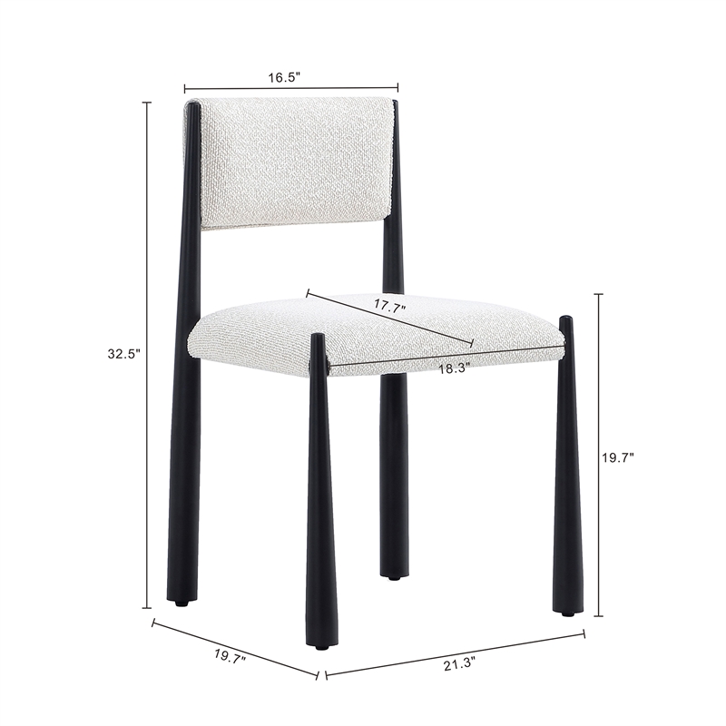 Lennor Mid-Century Modern Boucle Metal Side Chair in Cream - Set of 2