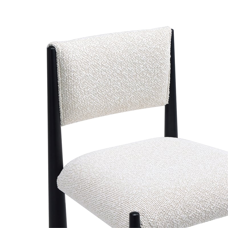 Lennor Mid-Century Modern Boucle Metal Side Chair in Cream - Set of 2