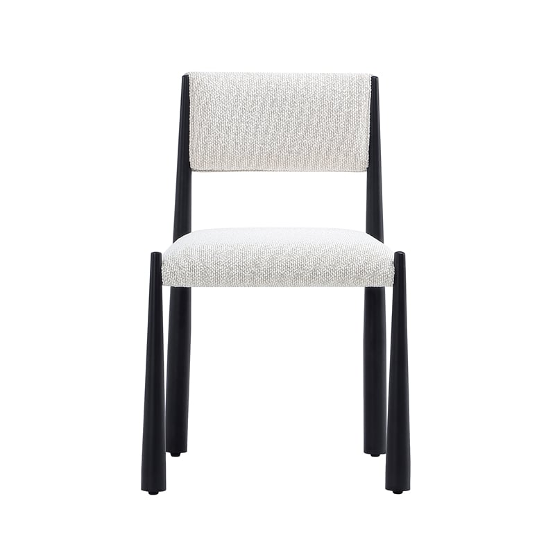 Lennor Mid-Century Modern Boucle Metal Side Chair in Cream - Set of 2