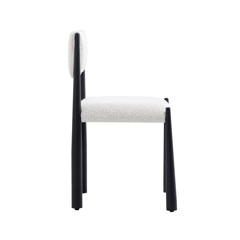 Lennor Mid-Century Modern Boucle Metal Side Chair in Cream - Set of 2