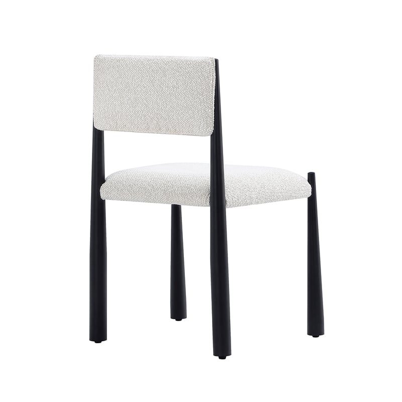 Lennor Mid-Century Modern Boucle Metal Side Chair in Cream - Set of 2