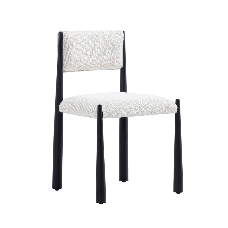 Lennor Mid-Century Modern Boucle Metal Side Chair in Cream - Set of 2