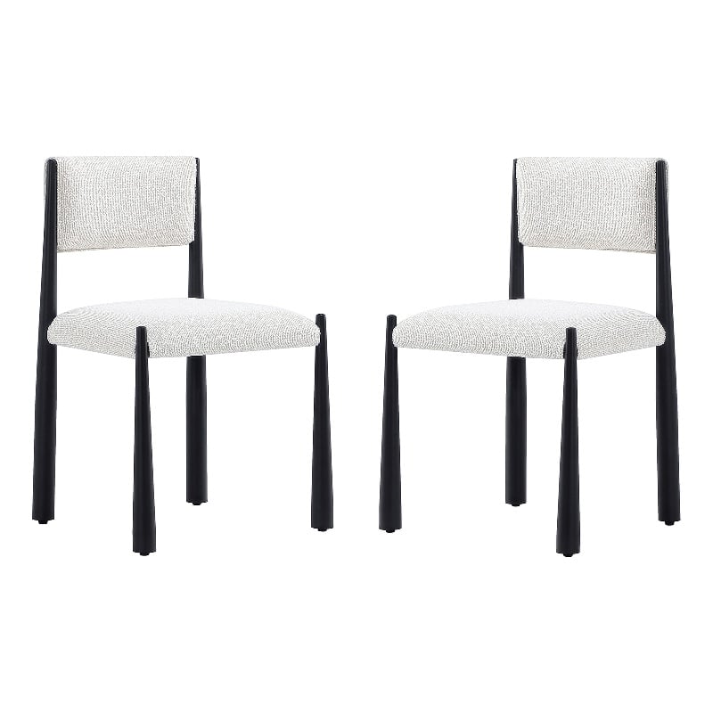 Lennor Mid-Century Modern Boucle Metal Side Chair in Cream - Set of 2